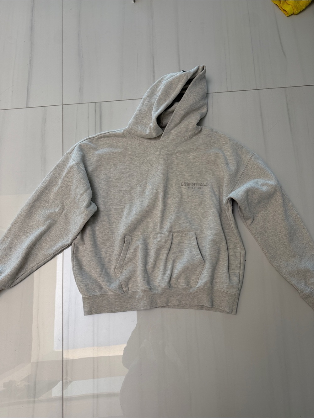 Essentials Heather Gray Pullover Hoodie with Kangaroo Pocket